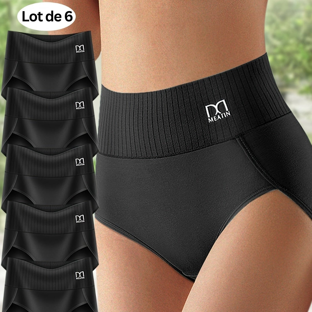 Comfora™ | Lot de 6 culottes taille haute respirantes et confortables avec maintien du ventre