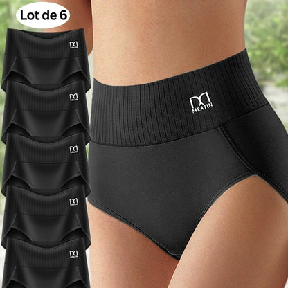Comfora™ | Lot de 6 culottes taille haute respirantes et confortables avec maintien du ventre
