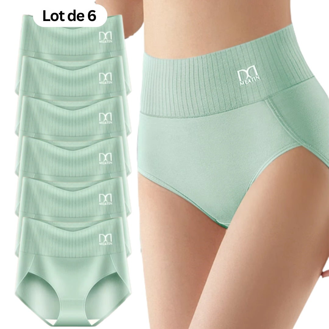 Comfora™ | Lot de 6 culottes taille haute respirantes et confortables avec maintien du ventre