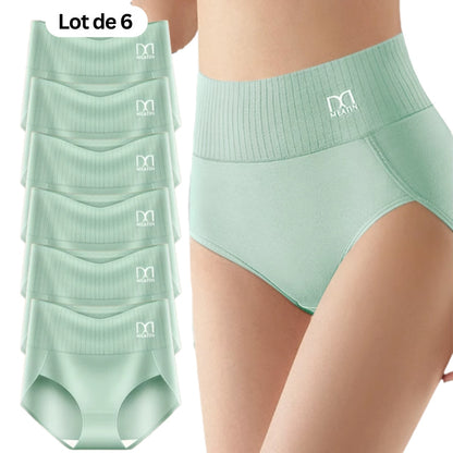 Comfora™ | Lot de 6 culottes taille haute respirantes et confortables avec maintien du ventre
