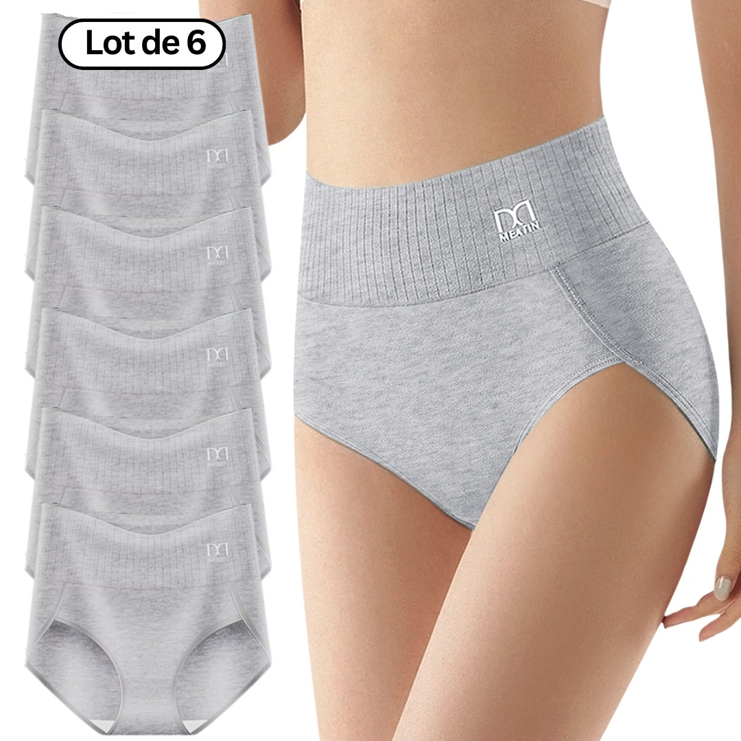 Comfora™ | Lot de 6 culottes taille haute respirantes et confortables avec maintien du ventre