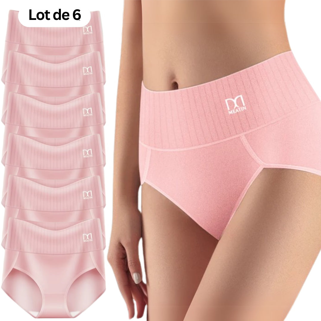 Comfora™ | Lot de 6 culottes taille haute respirantes et confortables avec maintien du ventre