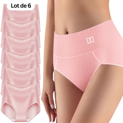 Comfora™ | Lot de 6 culottes taille haute respirantes et confortables avec maintien du ventre