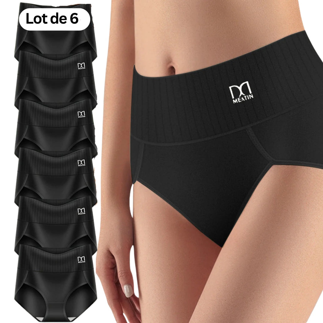 Comfora™ | Lot de 6 culottes taille haute respirantes et confortables avec maintien du ventre