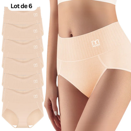 Comfora™ | Lot de 6 culottes taille haute respirantes et confortables avec maintien du ventre